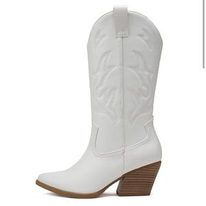 Soda White Cowboy Cowgirl Western Boots Size 7 - image 1